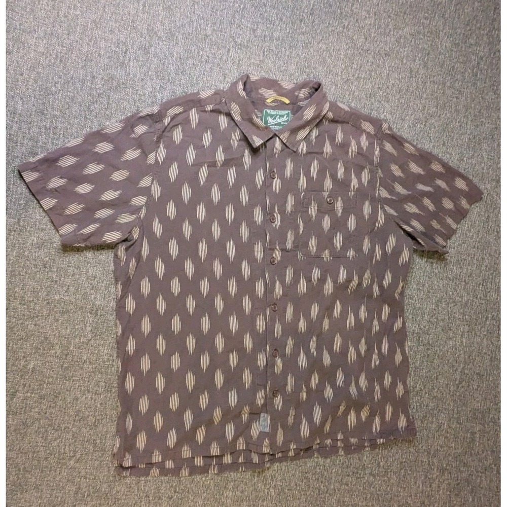 Vintage Woolrich Polo Shirt Mens XL Abstract Print Short Sleeve Aztec Western